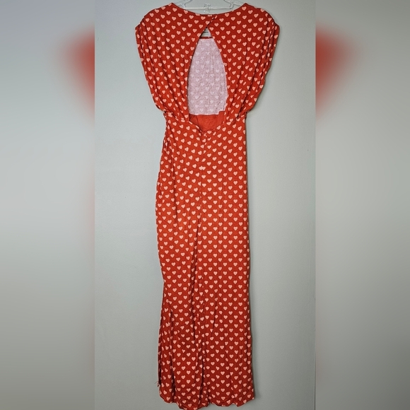 Free People Women's Lakeside Printed Midi Dress Ginger Heart Combo, Open Back S - Picture 8 of 12